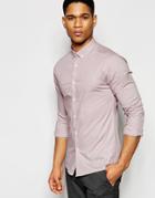 Asos Skinny Shirt In Dusty Pink With Button Down Collar And Long Sleeves - Dusty Pink