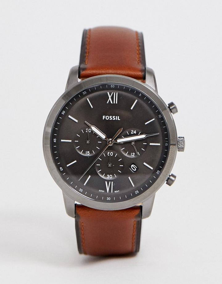 Fossil Fs5512 Neutra Chronograph Leather Watch 44mm - Brown
