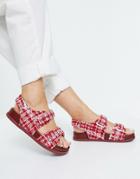 Asos Design Factually Sporty Sandals In Red Tweed