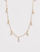 Asos Design Choker Necklace With Delicate Crystal Pendants In Gold Tone - Gold