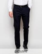 Number Eight Savile Row Exclusive Wool Mix Pants In Slim Fit - Navy