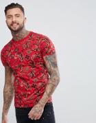 Asos T-shirt With Paisley Print - Red