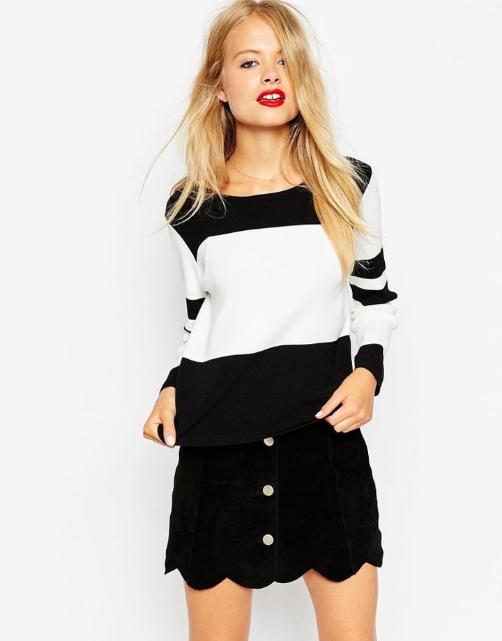 Asos Sweater In Mono Color Block - Mono