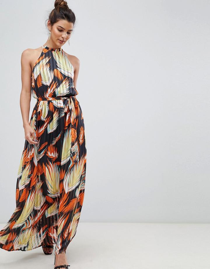 Y.a.s Tropical Print Halter Maxi Dress - Multi