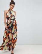 Y.a.s Tropical Print Halter Maxi Dress - Multi