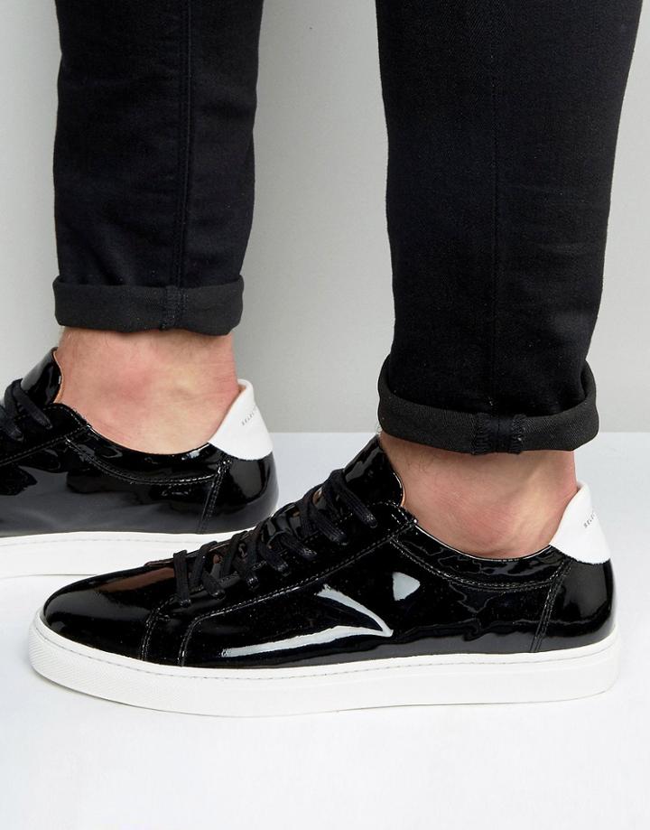 Selected Homme David Patent Leather Sneakers - Black