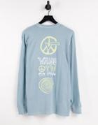 Vans Jank Ditsy Back Print Long Sleeve T-shirt In Blue-blues