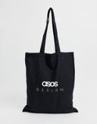 Asos Design Branded Cotton Tote Bag - Black