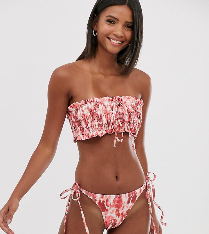 Unique21 Side Tie Tie Dye Bikini Bottoms - Pink