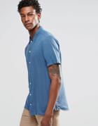 Asos Shirt In Blue With Revere Collar And Short Sleeves - Blue