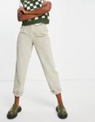 Topshop High Waisted Cord Peg Pant In Stone-neutral