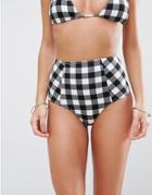 Asos Mix And Match High Waist Bikini Bottom In Gingham - Multi