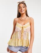Asos Design Tie Front Sun Top In Mixed Floral Print-multi