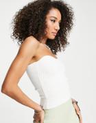 Topshop Knit Bandeau Top In Ivory-neutral