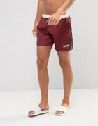 Boss By Hugo Boss Star Fish Swim Short In Burgundy - Red