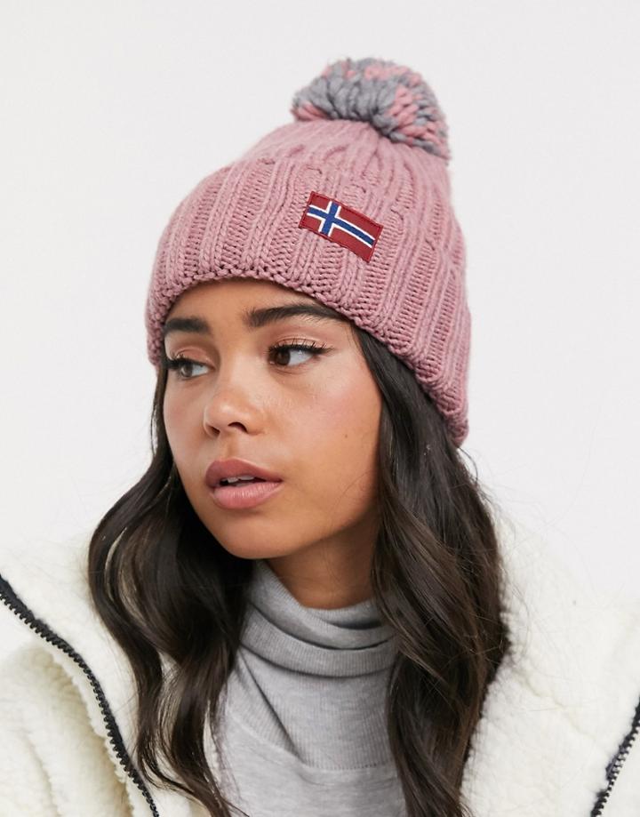 Napapijri Semiury Bobble Beanie In Pink