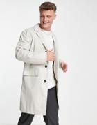 Harry Brown Wide Lapel Trench Coat In Ecru-white
