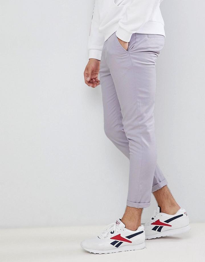 Asos Design Skinny Cropped Chinos In Lilac - Purple