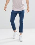 Liquor N Poker Mid Blue Abrasions Ankle Grazer Slim Jeans - Blue