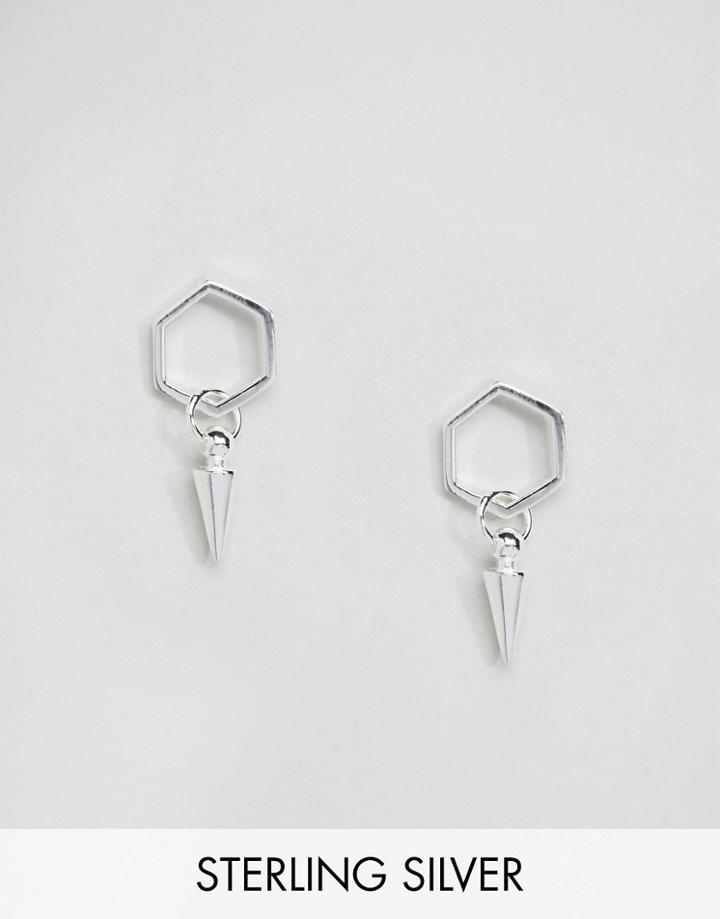 Asos Sterling Silver Open Shape Stud Earrings - Silver