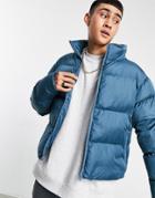 Asos Design Recycled Puffer Jacket In Blue-green