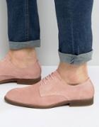Asos Derby Shoes In Relaxed Pink Suede - Pink