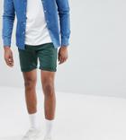 Asos Design Tall Slim Chino Shorts In Bottle Green - Green