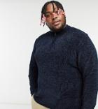 French Connection Plus Chenille Half Zip Sweater In Navy