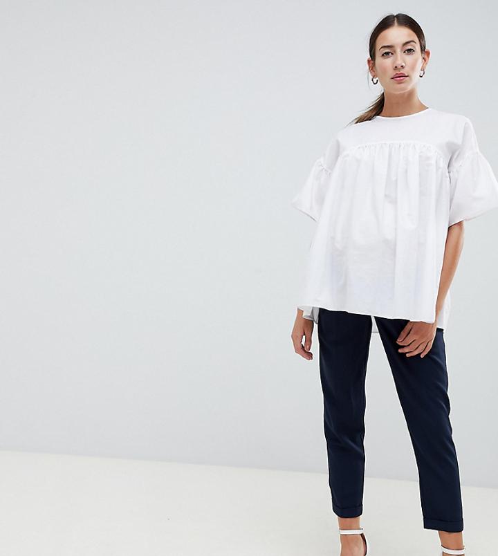 Asos Design Maternity Woven Peg Pants With Obi Tie-navy