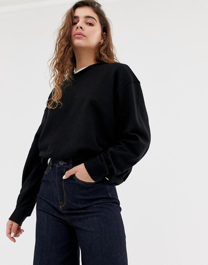 Weekday Huge Cropped Sweatshirt In Black