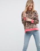 Asos Sweater With Brushed Animal Print - Multi