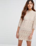 Goldie Sixties Vibe A Line Dress In Lace - Gray