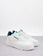 Reebok Club C Double Geo Platform Sneakers In White And Green