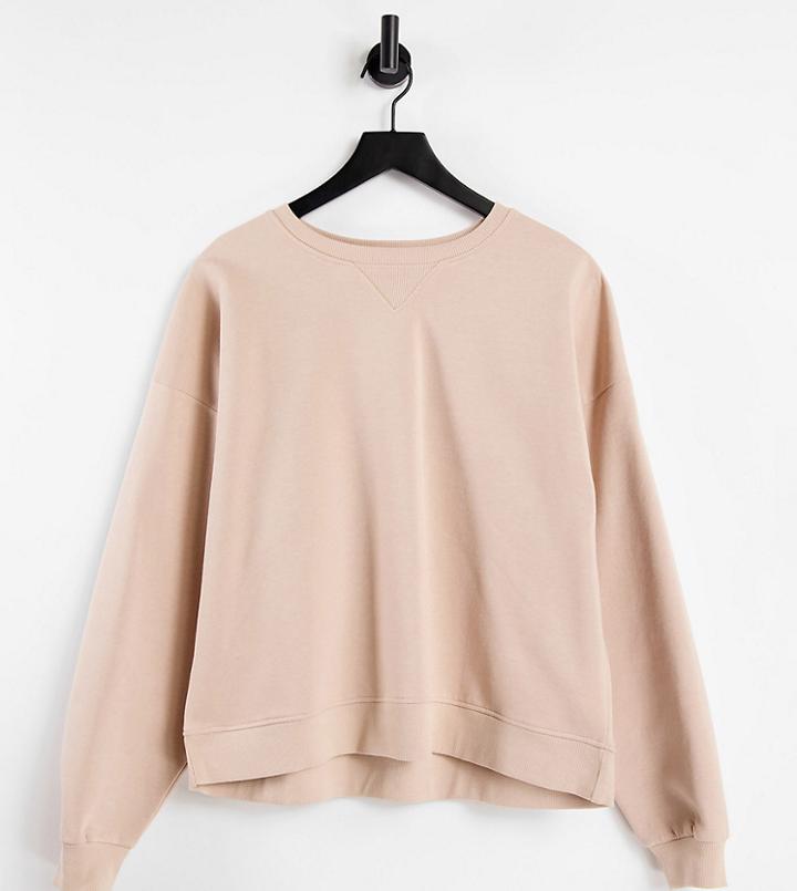 Stradivarius Organic Cotton Crew Neck Sweatshirt In Mocha-brown