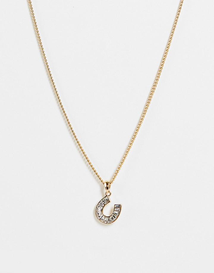 Topshop Horseshoe Necklace In Gold