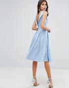 Asos Lace Prom Dress With Lip Back - Blue
