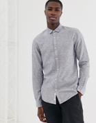 Only & Sons Slim Fit Linen Mix Shirt In Navy-blue