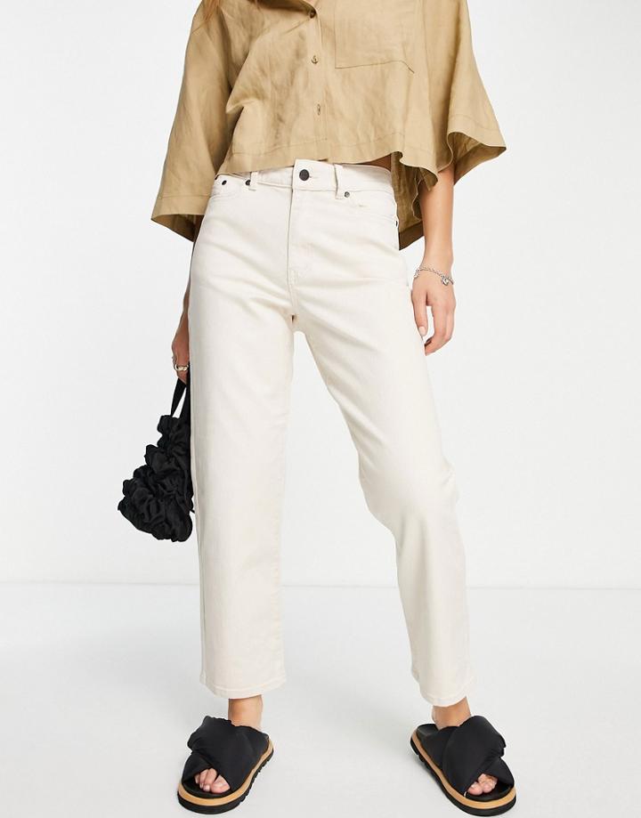 Object Straight Leg Jeans In Ecru-white