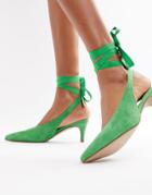 Asos White Foxglove Suede Kitten Heels - Green