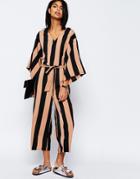 Asos Belted Jumpsuit With Kimono Sleeve In Stripe - Multi