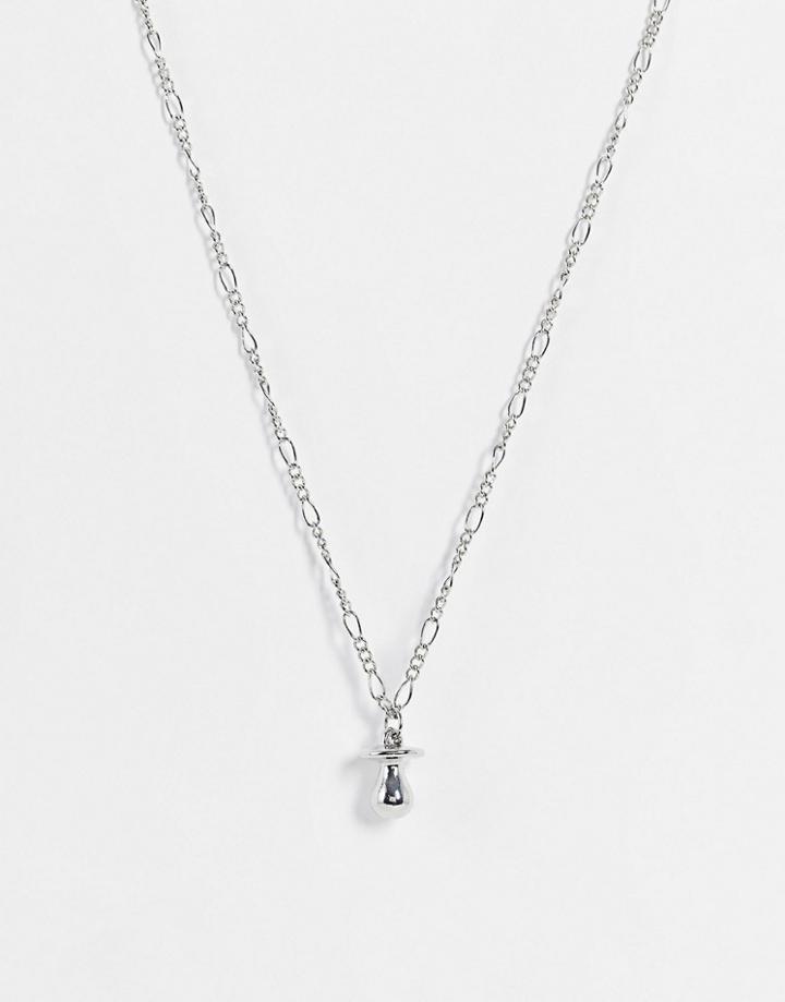 Asos Design Necklace With Dummy Pendant In Silver Tone