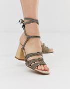 Asos Design Hazel Rope Tie Heeled Sandals In Multi Stripe