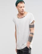 Asos Oversized Sleeveless T-shirt In Textured Fabric With Raw Edges - Sable