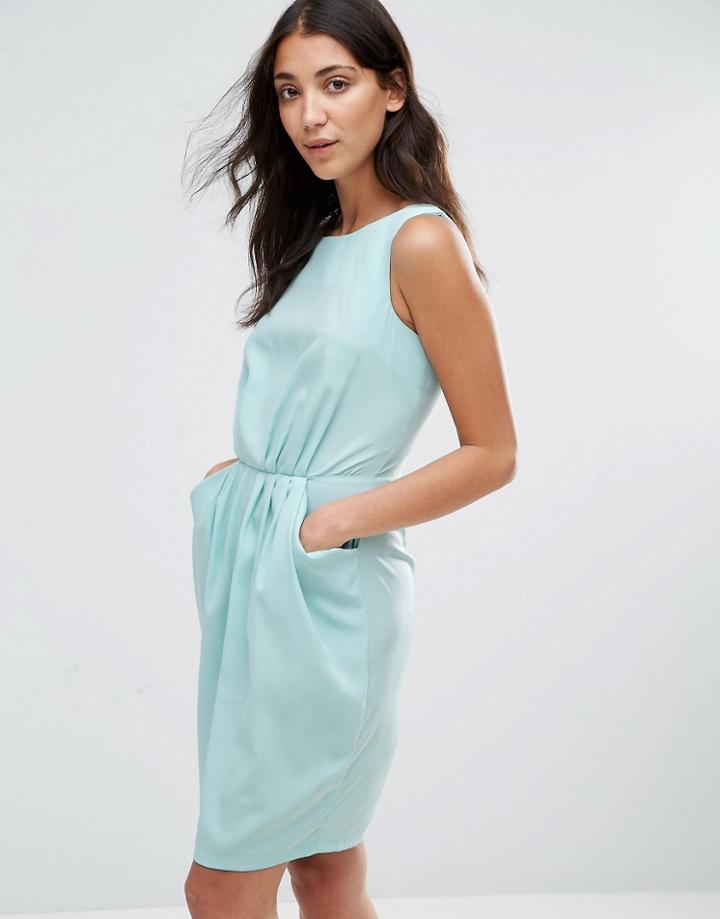 Closet Blu Gathered Waist Pocket Dress - Blue