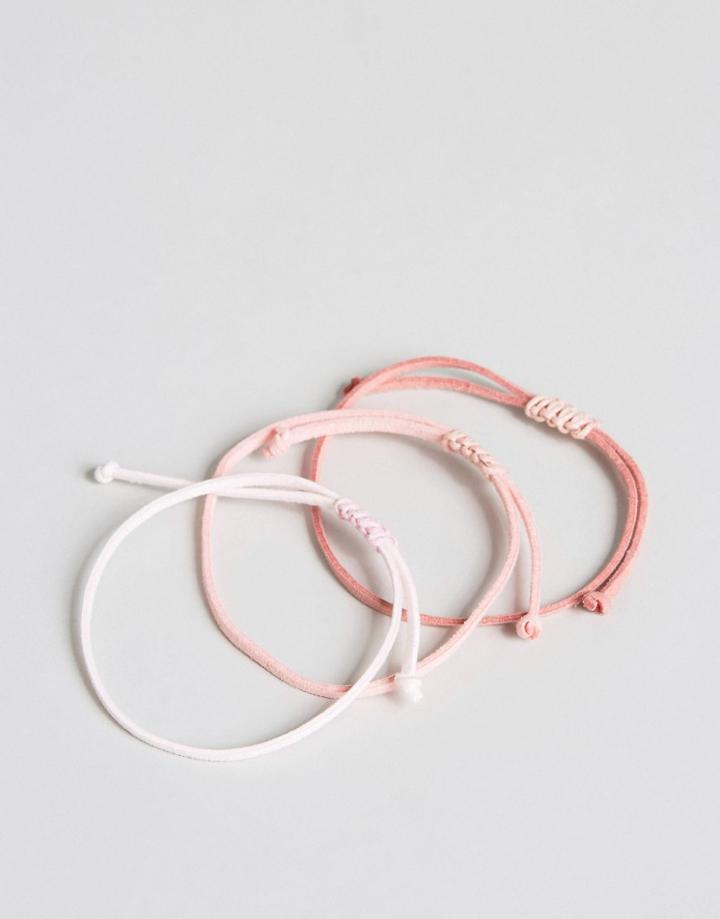 Asos Bracelet Pack In Pink Faux Suede - Pink