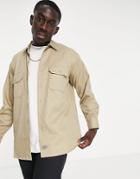 Dickies Long Sleeve Work Shirt In Khaki-green