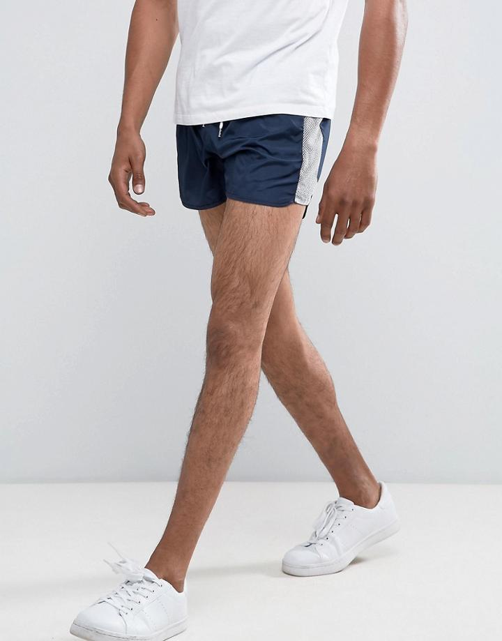 Asos Slim Shorter Runner Shorts In Blue - Blue