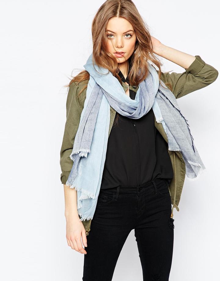 Asos Chambray Mixed Scarf - Blue