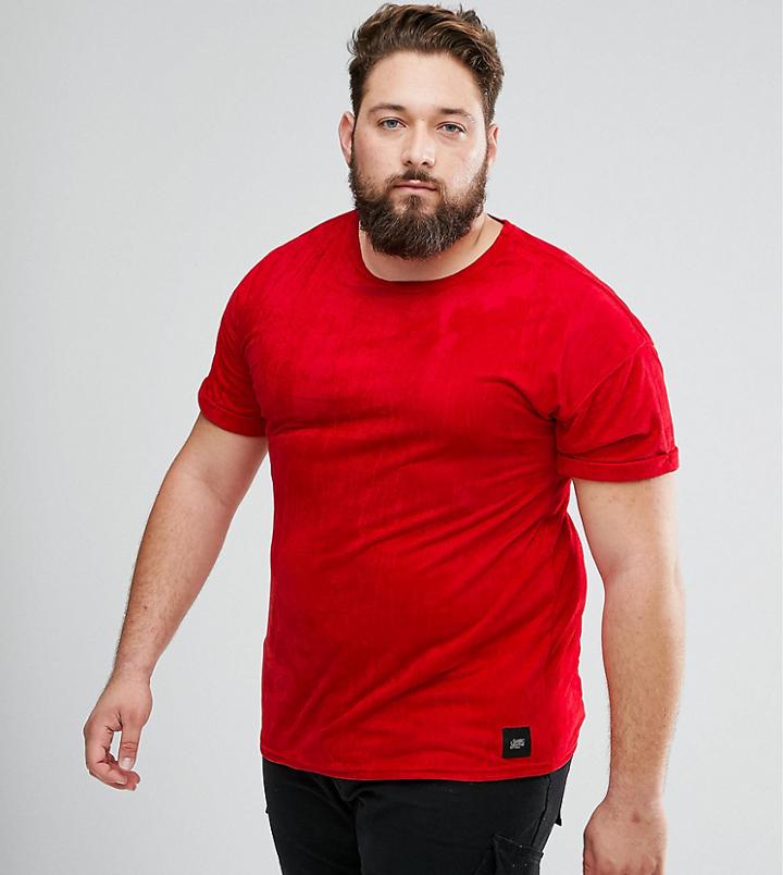Sixth June Plus Oversized T-shirt In Red Suedette - Red