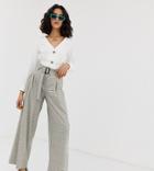 River Island High Waisted Wide Leg Pants In Check - Multi
